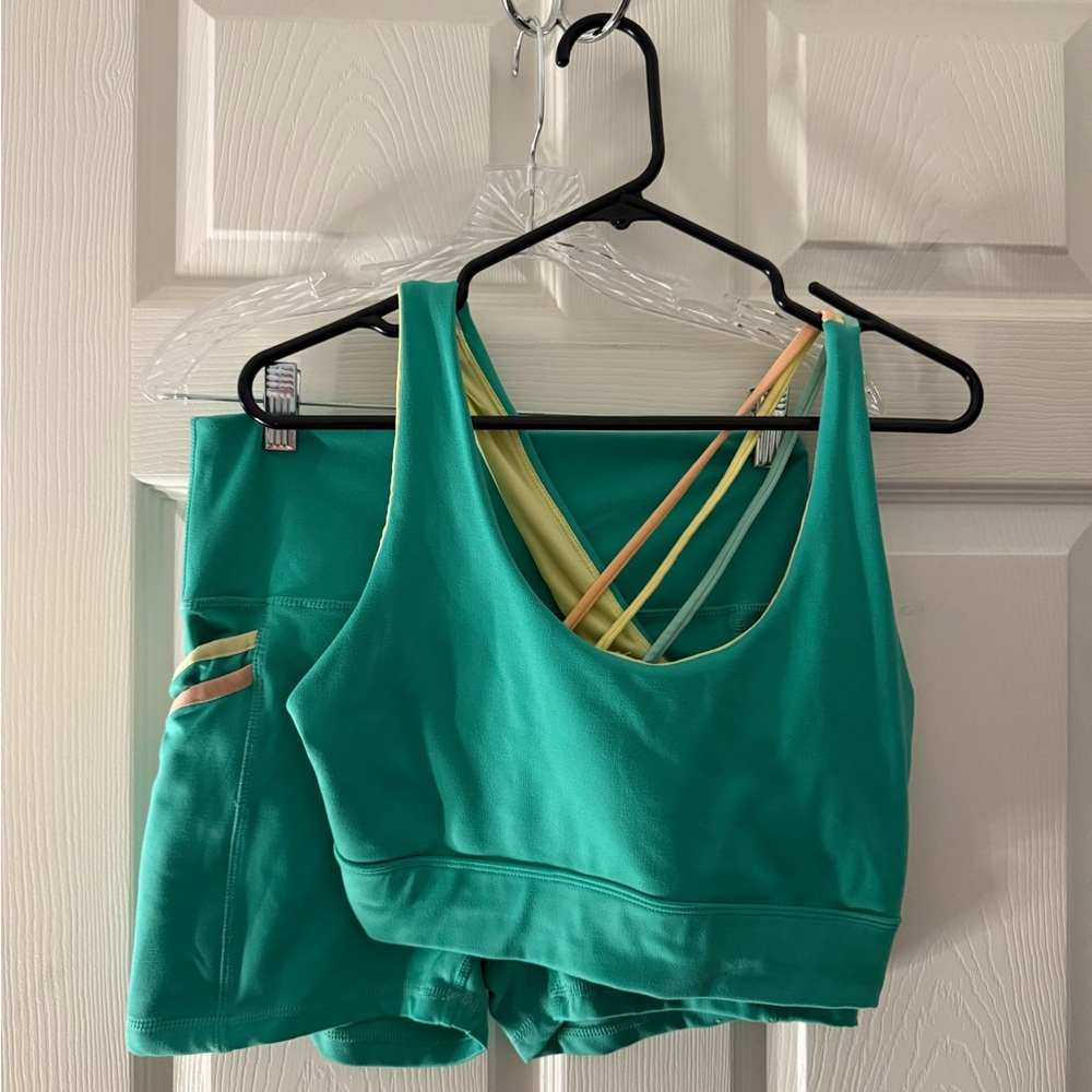 Green Sports Bra and Shorts Set